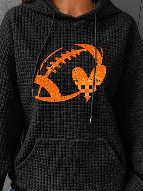 Full Size Football Graphic Drawstring Hoodie