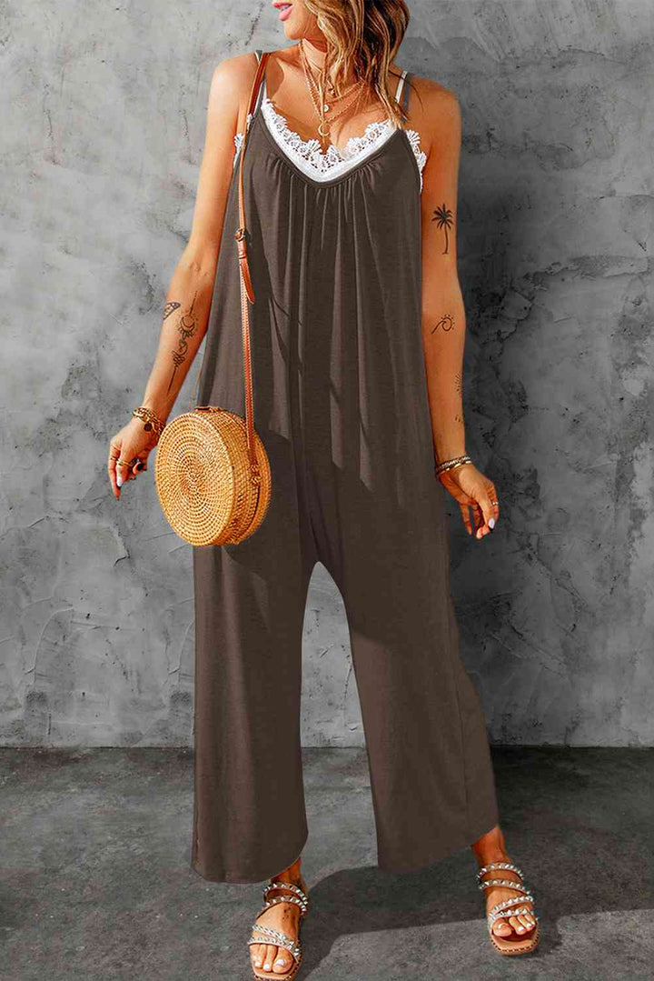 Spaghetti Strap Wide Leg Jumpsuit