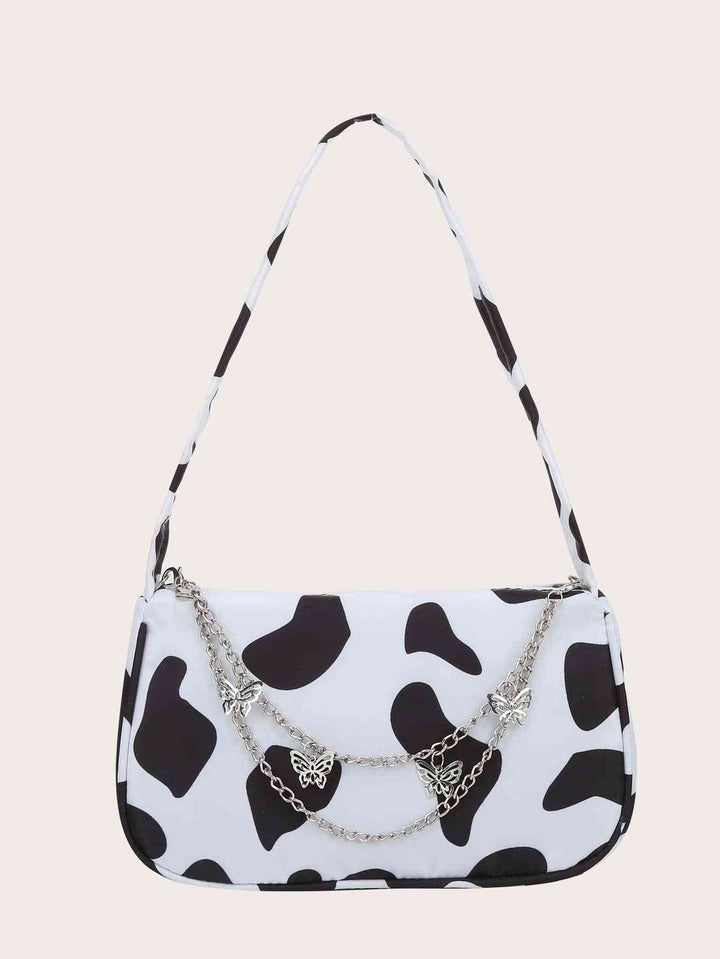 Cow Print Butterfly Charm Shoulder Bag